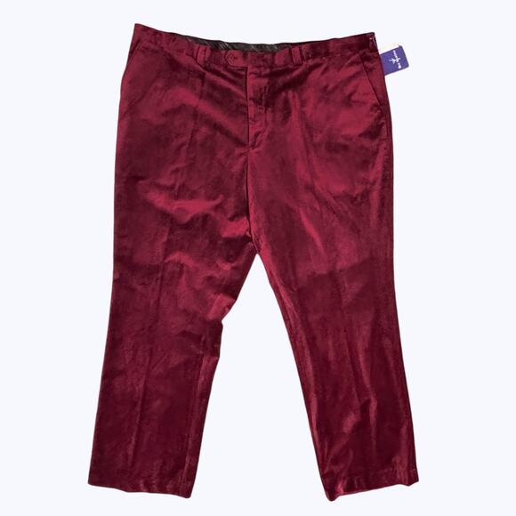 Blu Martini NEW Burgundy Red Velvet Pants Men's 50W Big & Tall Holiday Christmas - Picture 1 of 7